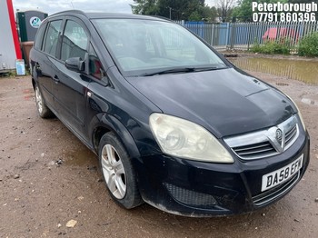 Location: Peterborough - 2009 VAUXHALL ZAFIRA EXCLUSIV MPV REG: DA58EFM, Keys: No, MOT Expiry date: 02/04/2025, 1598 Petrol, 5 Speed Manual Petrol, Former Keepers: 7