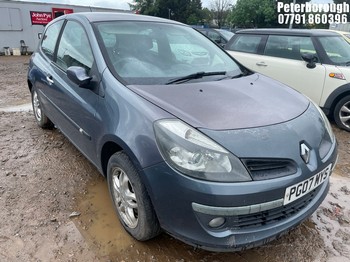 Location: Peterborough - 2007 RENAULT CLIO DYNAMIQUE 3 Door Hatchback REG: PG07MYS, Keys: No, MOT Expiry date: 05/10/2026, 1390 Petrol, 5 Speed Manual Petrol, Former Keepers: 5