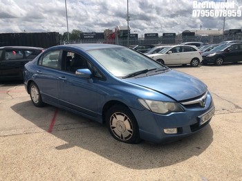 Location: Brentwood - 2006 HONDA CIVIC ES IMA HYBRID 4 Door Saloon REG: LK06RYO, Keys: No, MOT Expiry date: 07.01.2026, 1339 Hybrid Electric, Variable 1 Speed Auto Petrol/E, Former Keepers: 10
