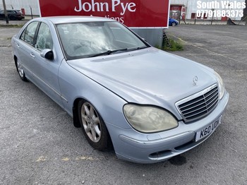 Location: South Wales - 2005 MERCEDES S280 AUTO 4 Door Saloon REG: K60UDN, Keys: No, MOT Expiry date: 27-11-2024, 2799 Petrol, 5 Speed Auto Petrol, Former Keepers: 3