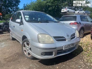 Location: Mitcham - 2005 NISSAN ALMERA TINO SE 5 Door Hatchback REG: GU05PMX, Keys: No, MOT Expiry date: 04/12/2025, 1769 Petrol, 5 Speed Manual Petrol, Former Keepers: 8