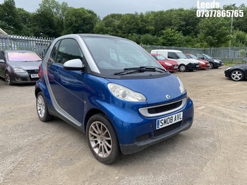 Location: Leeds - 2008 SMART FORTWO PASSION 71 AUTO Coupe REG: SM08AVL, Keys: No, MOT Expiry date: 24-10-2025, 999 Petrol, 5 Speed Auto Petrol, Former Keepers: 10