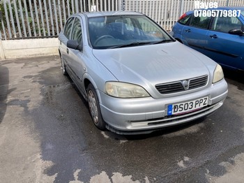 Location: Hayes - 2003 VAUXHALL ASTRA LS 16V 5 Door Hatchback REG: DS03PPZ, Keys: No, MOT Expiry date: 28/01/2026, 1389 Petrol, 5 Speed Manual Petrol, Former Keepers: 5