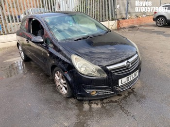 Location: Hayes - 2007 VAUXHALL CORSA SXI A/C 3 Door Hatchback REG: LJ07LNT, Keys: No, MOT Expiry date: 06/09/2025, 1364 Petrol, 5 Speed Manual Petrol, Former Keepers: 11