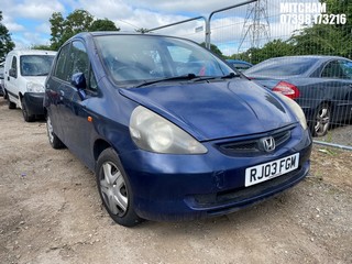 Location: Mitcham - 2003 HONDA JAZZ SE 5 Door Hatchback REG: RJ03FGM, Keys: No, MOT Expiry date: 11/05/2026, 1339 Petrol, 5 Speed Manual Petrol, Former Keepers: 6