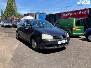 Location: Stapleford - 2007 VOLKSWAGEN GOLF S 80 5 Door Hatchback REG: AF07PAO, Keys: Yes, MOT Expiry date: 27/04/2027, 1390 Petrol, 5 Speed Manual Petrol, Former Keepers: 8