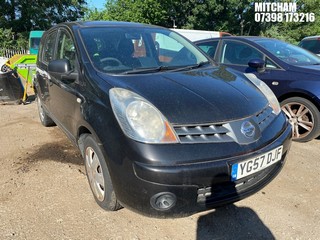 Location: Mitcham - 2007 NISSAN NOTE VISIA MPV REG: YG57DJF, Keys: No, MOT Expiry date: 18/08/2025, 1386 Petrol, 5 Speed Manual Petrol, Former Keepers: 3