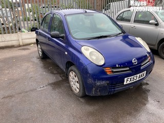 Location: Hayes - 2003 NISSAN MICRA S 5 Door Hatchback REG: FX53AKK, Keys: No, MOT Expiry date: 13/11/2026, 1240 Petrol, 5 Speed Manual Petrol, Former Keepers: 6