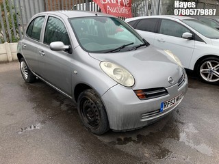 Location: Hayes - 2003 NISSAN MICRA SE 5 Door Hatchback REG: RF53MKO, Keys: No, MOT Expiry date: 30/11/2026, 1240 Petrol, 5 Speed Manual Petrol, Former Keepers: 10