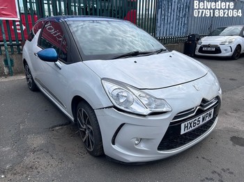 Location: Belvedere - 2015 DS DS3 DSTYLE NAV PURETECH S 3 Door Hatchback REG: HX65WPM, Keys: No, MOT Expiry date: 12/08/2025, 1200 Petrol, 5 Speed Manual Petrol, Former Keepers: 4