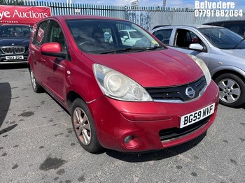 Location: Belvedere - 2009 NISSAN NOTE ACENTA MPV REG: BG59NVF, Keys: No, MOT Expiry date: 03/03/2025, 1386 Petrol, 5 Speed Manual Petrol, Former Keepers: 5