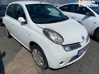 Location: Belvedere - 2008 NISSAN MICRA ACENTA DCI 5 Door Hatchback REG: AC08DHX, Keys: No, MOT Expiry date: 23.12.2025, 1461 Diesel, 5 Speed Manual Diesel, Former Keepers: 6