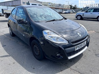 Location: Belvedere - 2009 RENAULT CLIO EXTREME 3 Door Hatchback REG: PY09EOL, Keys: No, MOT Expiry date: 25/07/2025, 1149 Petrol, 5 Speed Manual Petrol, Former Keepers: 3