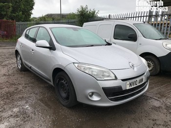 Location: Edinburgh - 2010 RENAULT MEGANE DYNAMIQUE TTOM VVT 5 Door Hatchback REG: NV10AWN, Keys: No, MOT Expiry date: 03/07/2026, 1598 Petrol, 6 Speed Manual Petrol, Former Keepers: 4