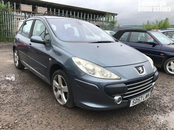 Location: Edinburgh - 2007 PEUGEOT 307 SPORT 5 Door Hatchback REG: SD57LWM, Keys: No, MOT Expiry date: 10/12/2025, 1587 Petrol, 5 Speed Manual Petrol, Former Keepers: 5