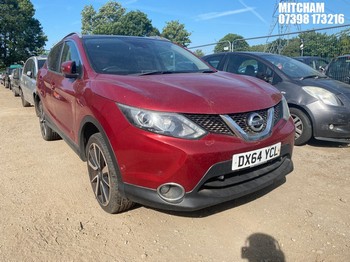 Location: Mitcham - 2014 NISSAN QASHQAI TEKNA DIG-T 5 Door Hatchback REG: DX64YCL, Keys: No, MOT Expiry date: 22/09/2026, 1198 Petrol, 6 Speed Manual Petrol, Former Keepers: 4