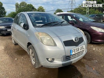 Location: Mitcham - 2008 TOYOTA YARIS T3 5 Door Hatchback REG: FE58UOL, Keys: No, MOT Expiry date: 18/09/2026, 1296 Petrol, 5 Speed Manual Petrol, Former Keepers: 4
