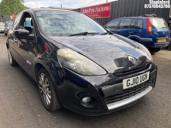 Location: Stapleford - 2010 RENAULT CLIO DYNAMIQUE 16V 3 Door Hatchback REG: GJ10UGN, Keys: Yes, MOT Expiry date: 27/08/2026, 1149 Petrol, 5 Speed Manual Petrol, Former Keepers: 6