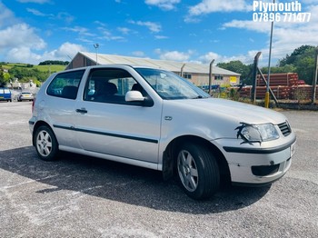 Location: Plymouth - 2000 VOLKSWAGEN POLO E 3 Door Hatchback REG: W413CWR, Keys: No, MOT Expiry date: 15/10/2025, 1000 Petrol, 5 Speed Manual Petrol, Former Keepers: 8