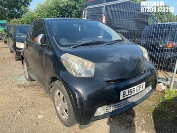 Location: Mitcham - 2009 TOYOTA IQ2 VVT-I 3 Door Hatchback REG: BJ58GFV, Keys: No, MOT Expiry date: 07/02/2026, 998 Petrol, 5 Speed Manual Petrol, Former Keepers: 8