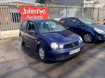 Location: Hayes - 2002 VOLKSWAGEN POLO S 3 Door Hatchback REG: SL52VHD, Keys: No, MOT Expiry date: 01/11/2026, 1200 Petrol, 5 Speed Manual Petrol, Former Keepers: 2