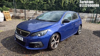 Location: Farnham - 2018 PEUGEOT 308 GT LINE BLUEHDI S/S 5 Door Hatchback REG: KV68ETE, Keys: Yes, MOT Expiry date: 06/09/2026, 1499 CC Diesel, 6 Speed Manual Diesel, Former Keepers: 2