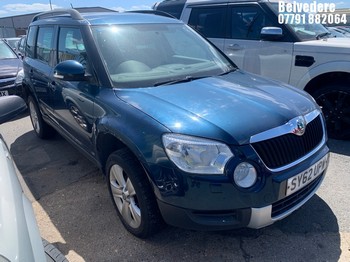 Location: Belvedere - 2012 SKODA YETI SE TDI CR 4X4 S-A 5 Door Hatchback REG: SY62UPW, Keys: No, MOT Expiry date: 12.03.2026, 1968 Diesel, 6 Speed Semi Auto Diesel, Former Keepers: 5