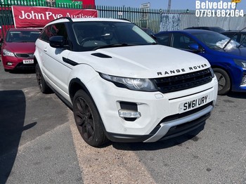 Location: Belvedere - 2011 LAND ROVER RANGE ROVER EVOQUE DYNAMI Coupe REG: SW61URY, Keys: No, MOT Expiry date: 31/05/2024, 1999 Petrol, 6 Speed Auto Petrol, Former Keepers: 8