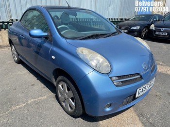 Location: Belvedere - 2007 NISSAN MICRA URBIS C+C Convertible REG: GX07DZJ, Keys: No, MOT Expiry date: 01.04.2026, 1386 Petrol, Manual, Former Keepers: 4