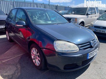Location: Belvedere - 2007 VOLKSWAGEN GOLF MATCH FSI 115 A 5 Door Hatchback REG: OY07HZV, Keys: No, MOT Expiry date: 25.11.2026, 1598 Petrol, 6 Speed Auto Petrol, Former Keepers: 14