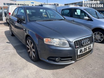 Location: Belvedere - 2005 AUDI A4 T S LINE 4 Door Saloon REG: RL05SCL, Keys: No, MOT Expiry date: 17.11.2025, 1781 Petrol, 5 Speed Manual Petrol, Former Keepers: 10