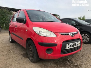 Location: Edinburgh - 2010 HYUNDAI I10 CLASSIC 5 Door Hatchback REG: SW60EGJ, Keys: No, MOT Expiry date: 08/01/2026, 1248 Petrol, 5 Speed Manual Petrol, Former Keepers: 4