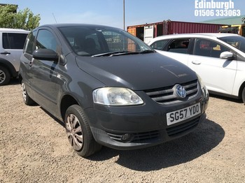 Location: Edinburgh - 2007 VOLKSWAGEN URBAN FOX 55 3 Door Hatchback REG: SG57YDO, Keys: No, MOT Expiry date: 06/10/2026, 1198 Petrol, 5 Speed Manual Petrol, Former Keepers: 10