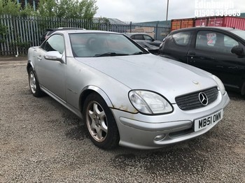 Location: Edinburgh - 2002 MERCEDES SLK 230 KOMPRESSOR Convertible REG: MB51OWN, Keys: No, MOT Expiry date: 28/12/2025, 2295 Petrol,, Former Keepers: 7
