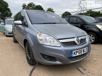 Location: Mitcham - 2009 VAUXHALL ZAFIRA ELITE MPV REG: KP58WLD, Keys: No, MOT Expiry date: 26/09/2026, 2198 Petrol, 6 Speed Manual Petrol, Former Keepers: 4