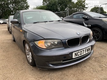 Location: Mitcham - 2007 BMW 116I SE 5 Door Hatchback REG: NC07FWW, Keys: No, MOT Expiry date: 07/05/2026, 1596 Petrol, 6 Speed Manual Petrol, Former Keepers: 14