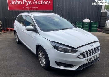 Location: Stapleford - 2018 FORD FOCUS TITANIUM Estate REG: HX18FCA, Keys: No, MOT Expiry date: 11/06/2026, 1498 Petrol, 5 Speed Manual Petrol, Former Keepers: 4