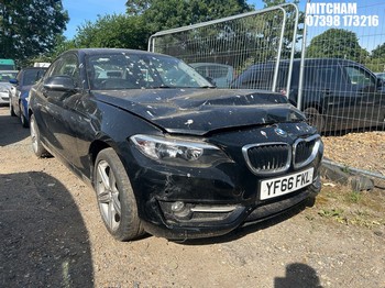 Location: Mitcham - 2016 BMW 218I SPORT Coupe REG: YF66FKL, Keys: No, MOT Expiry date: 15/09/2025, 1499 Petrol, 6 Speed Manual Petrol, Former Keepers: 4