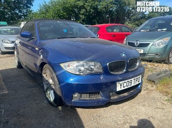 Location: Mitcham - 2009 BMW 125I M SPORT AUTO Convertible REG: YC09TPO, Keys: No, MOT Expiry date: 07/09/2026, 2996 Petrol, 6 Speed Auto Petrol, Former Keepers: 4