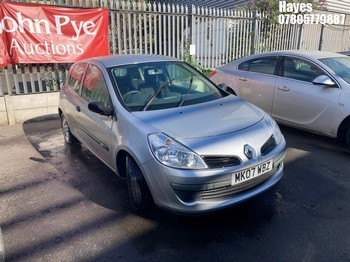 Location: Hayes - 2007 RENAULT CLIO EXTREME 3 Door Hatchback REG: MK07WBZ, Keys: No, MOT Expiry date: 29/06/2026, 1149 Petrol, 5 Speed Manual Petrol, Former Keepers: 7