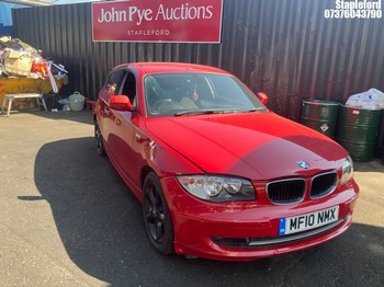 Location: Stapleford - 2010 BMW 116I SPORT 3 Door Hatchback REG: MF10NMX, Keys: Yes, MOT Expiry date: 05/02/2024, 1995 Petrol, 6 Speed Manual Petrol, Former Keepers: 9