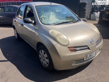 Location: Stapleford - 2003 NISSAN MICRA E 5 Door Hatchback REG: BJ53BFF, Keys: Yes, MOT Expiry date: 26/09/2026, 998 Petrol, 5 Speed Manual Petrol, Former Keepers: 3