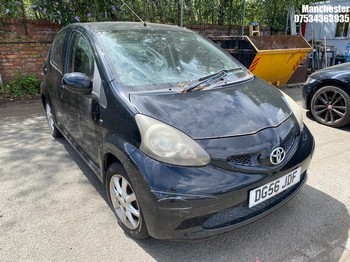 Location: Manchester - 2006 TOYOTA AYGO BLACK VVT-I 5 Door Hatchback REG: DG56JDF, 998 Petrol, 5 Speed Manual Petrol, Former Keepers: 6, Keys: No, MOT Expiry date: 13/09/2025