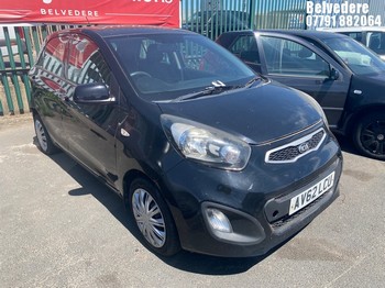 Location: Belvedere - 2012 KIA PICANTO 1 AIR 5 Door Hatchback REG: AV62LCU, Keys: No, MOT Expiry date: 11/02/2026, 998 Petrol, 5 Speed Manual Petrol, Former Keepers: 13