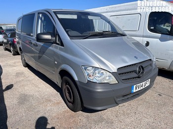 Location: Belvedere - 2014 MERCEDES-BENZ VITO 116 CDI DUALINER Van With Side Windows REG: RV14UFT, Keys: No, MOT Expiry date: 13/12/2026, 2143 Diesel, 6 Speed Manual Diesel, Former Keepers: 2