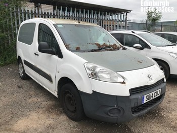 Location: Edinburgh - 2014 PEUGEOT PARTNER 850 PROFESSION L1 Panel Van REG: SB14CUJ, Keys: No, MOT Expiry date: 08/05/2025, 1560 Diesel, 5 Speed Manual Diesel, Former Keepers: 3