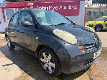 Location: Hull - 2003 NISSAN MICRA SE 5 Door Hatchback REG: OE52GZK, Keys: No, MOT Expiry date: 16/02/2027, 1240 Petrol, 5 Speed Manual Petrol, Former Keepers: 6