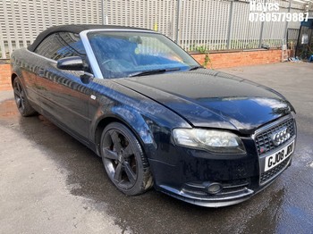 Location: Hayes - 2008 AUDI A4 S LINE QUATTRO TDI A Convertible REG: GJ08JRU, Keys: No, MOT Expiry date: 13/06/2026, 2967 Diesel, 6 Speed Auto Diesel, Former Keepers: 8