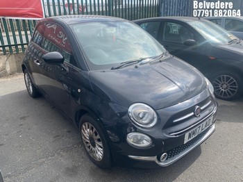 Location: Belvedere - 2017 FIAT 500 LOUNGE 3 Door Hatchback REG: WM17LAO, Keys: No, MOT Expiry date: 17/03/2025, 1242 Petrol, 5 Speed Manual Petrol, Former Keepers: 5
