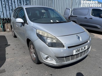 Location: Belvedere - 2011 RENAULT GRAND SCENIC D-QUE TT VVT MPV REG: HN11WJM, Keys: No, MOT Expiry date: 19/12/2025, 1598 Petrol, 6 Speed Manual Petrol, Former Keepers: 7